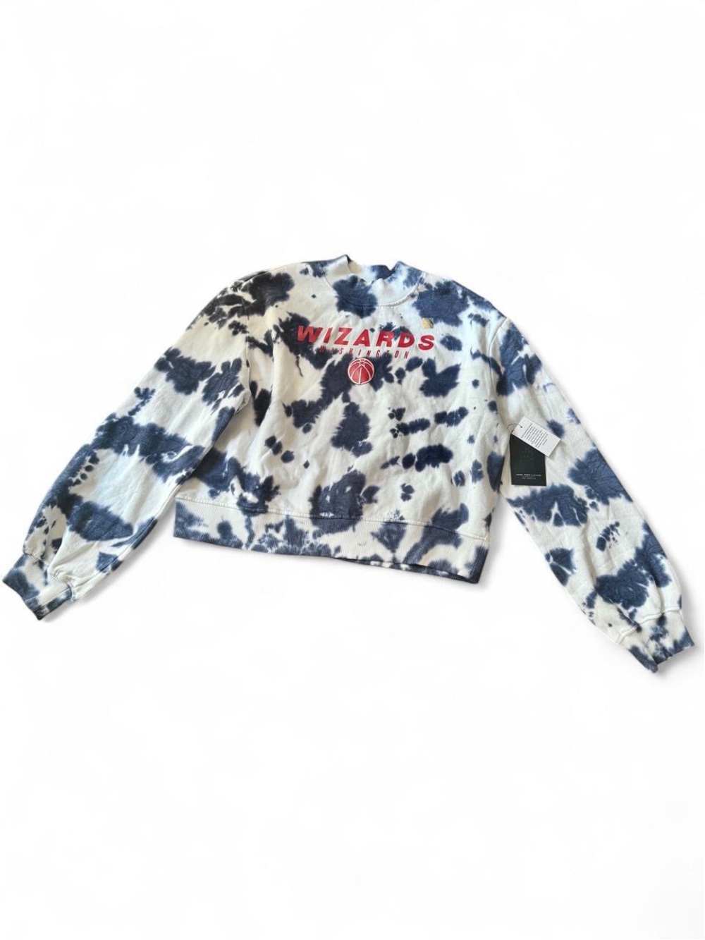 Washington Wizards NEW W/ TAG Tie-Dye Cropped Sweatshirt - Gray Blue/White